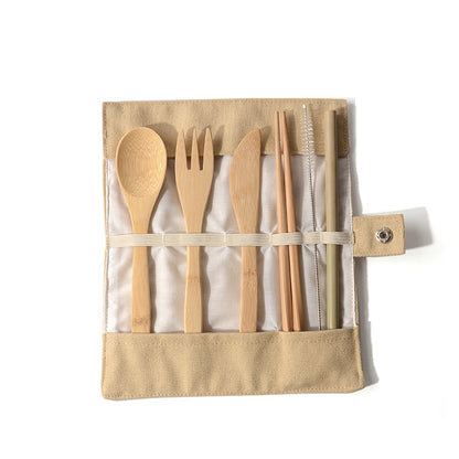 Portable Travel Bamboo Cutlery Set, Stainless Steel Straw Chopsticks