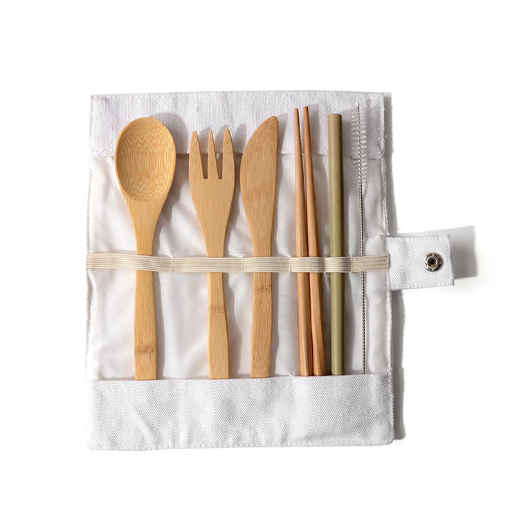 Portable Travel Bamboo Cutlery Set, Stainless Steel Straw Chopsticks