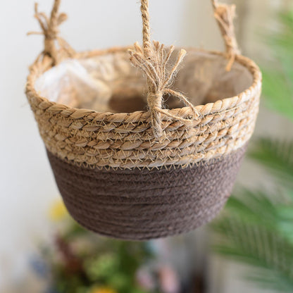 Rattan Straw Hanging Baskets, Flower Baskets