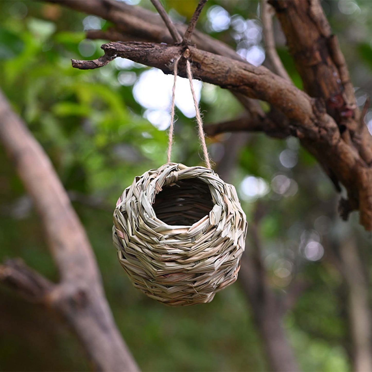 Handwoven Grass Bird House for Parrot Breeding and Hatching, Hummingbird Nest