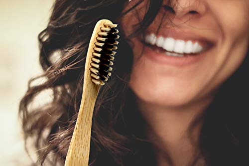 Bamboozled | Bamboo Toothbrush | Charcoal Infused BPA Free Medium Bristles | Organic & Sustainable | Biodegradable & Eco-Friendly | Set of 8 | The Natural Way to Whitening Your Teeth