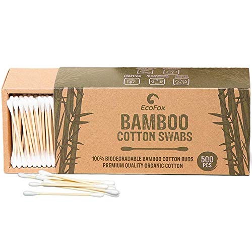 Bamboo Cotton Swabs 500 Count | Biodegradable & Organic Wooden Cotton Buds | Double Tipped Ear Sticks | 100% Eco-Friendly & Natural | Perfect for Ear Wax Removal, Arts & Crafts, Removing Dust & Dirt…