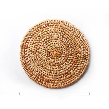 Handmade Round Rattan Coasters for Your Tabletop