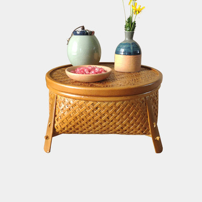 Craft Tea Tray Vintage Bamboo Storage Basket