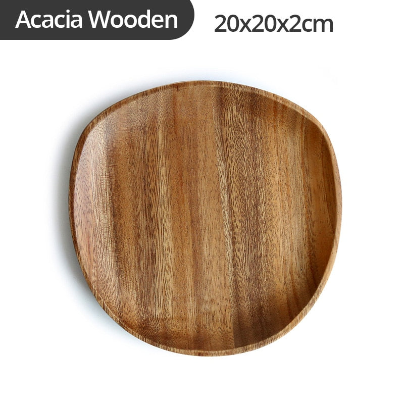 Solid Acacia Wood Vintage Butler Tray for Kitchen Storage and Serving