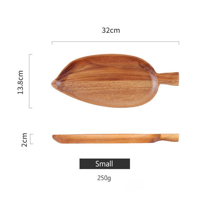 Acacia Wood Leaf Shape Plate; Perfect for Desserts, Bread, Nuts, Snacks, and Cakes | Wooden Tray for Kitchen Utensils