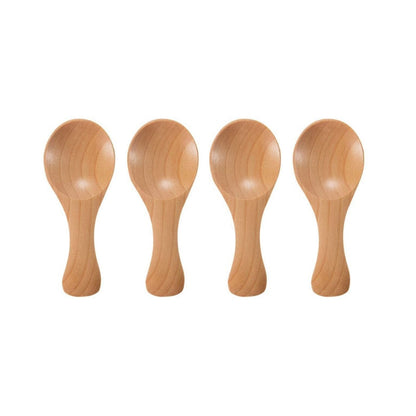 Balmy Days Set of 4 Mini Wooden Spoons - Small Spice, Sugar, Tea, and Coffee Scoops with Short Handles - Natural Wood Kitchen Gadgets for Kids and Adult