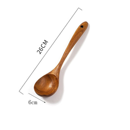 Thailand Teak Wood Kitchen Spoon with Long Handle, Rice Colander, and Soup Skimmer - Versatile Cooking Scoop Tool for Soups, Stews, and More
