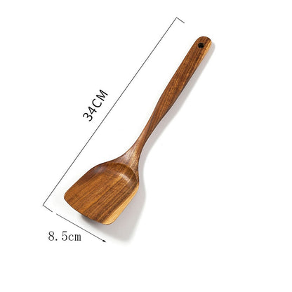 Thailand Teak Wood Kitchen Spoon with Long Handle, Rice Colander, and Soup Skimmer - Versatile Cooking Scoop Tool for Soups, Stews, and More