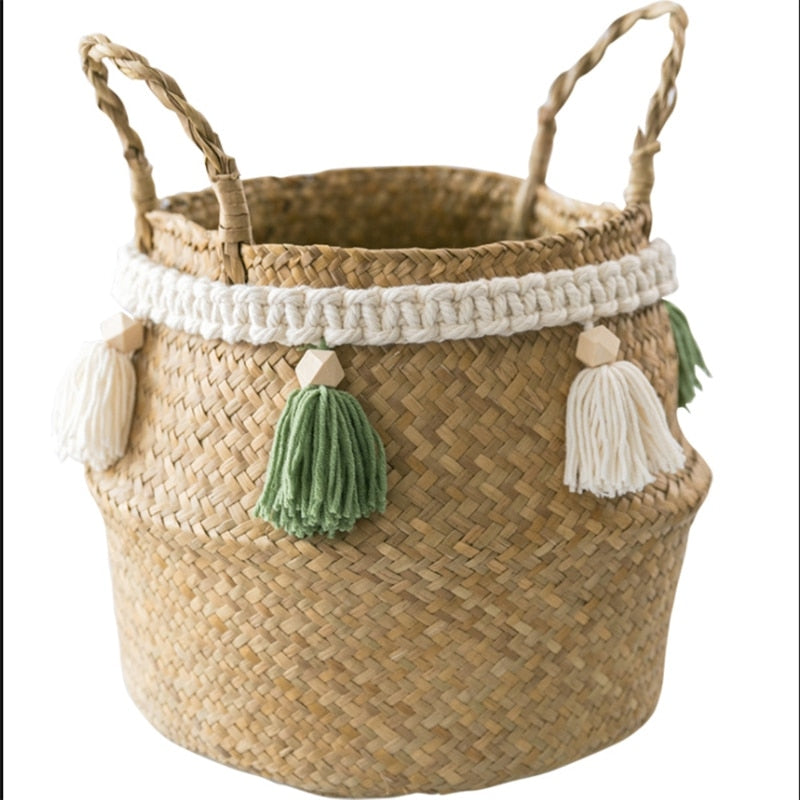 Small Seagrass Basket for Storage, Laundry, Plants, and Gifts.