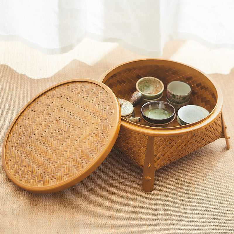 Craft Tea Tray Vintage Bamboo Storage Basket