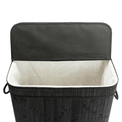 Flip Type Bamboo Laundry Hamper Wooden Folding Dirty Clothes Storage Basket Body