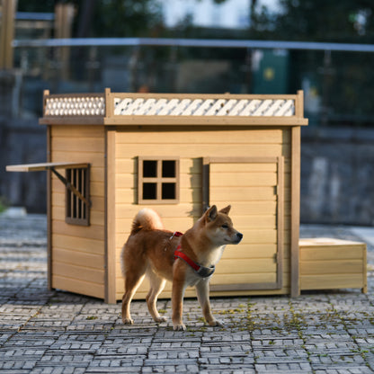 39.4' Wooden Dog House Puppy Shelter