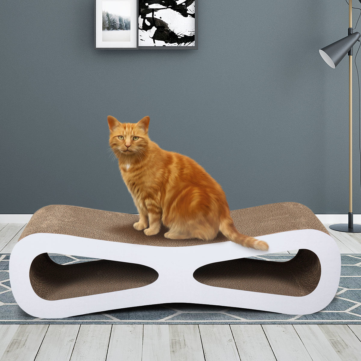 Cat-Eyed Cat Scratcher and Lounge, Protect Furniture, Functional, Original Wood Color