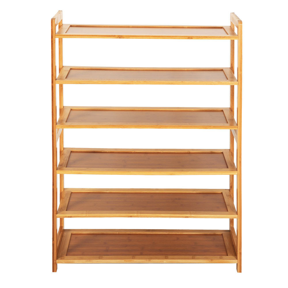 6 Tier Wood Bamboo Shelf Entryway Storage Shoe Rack Home Furniture